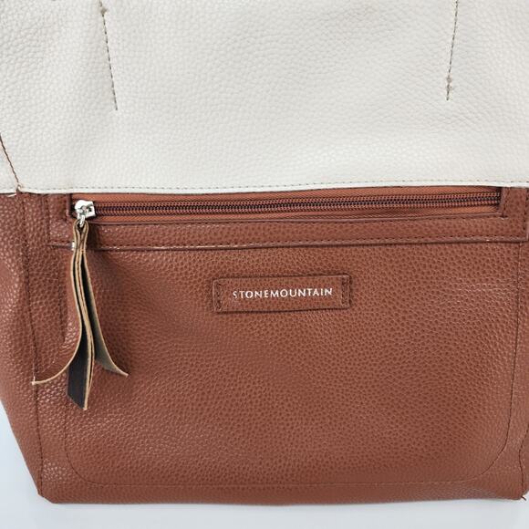Stone Mountain Leather Purse 11x11x4 Nutmeg Brown White Pebbled Shoulder Bag - Picture 3 of 16